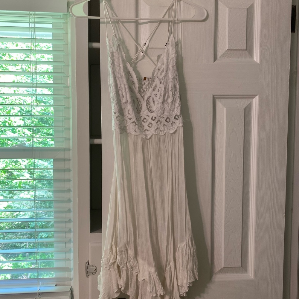 Free People White Lace Mini Dress